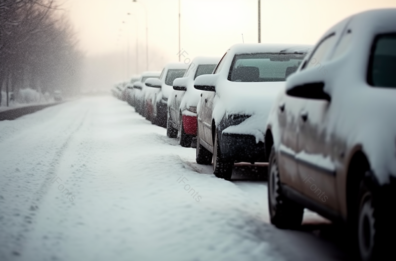 下雪的冬天路边停满了小汽车,高清,摄影图,摄影图片,图片大全,摄影图免费下载